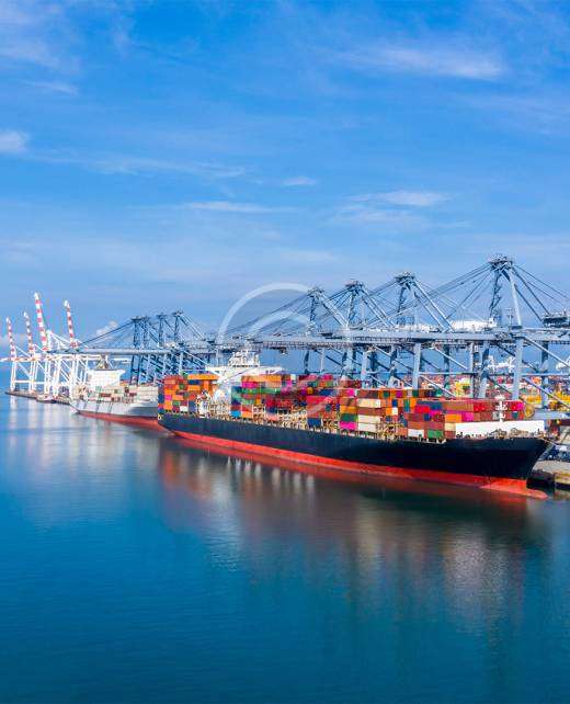 Container,Ship,At,Industrial,Port,In,Import,Export,Global,Business Container ship at industrial port in import export global business logistic and transportation, Container ship loading and unloading freight shipment, Aerial view container cargo boat freight ship.